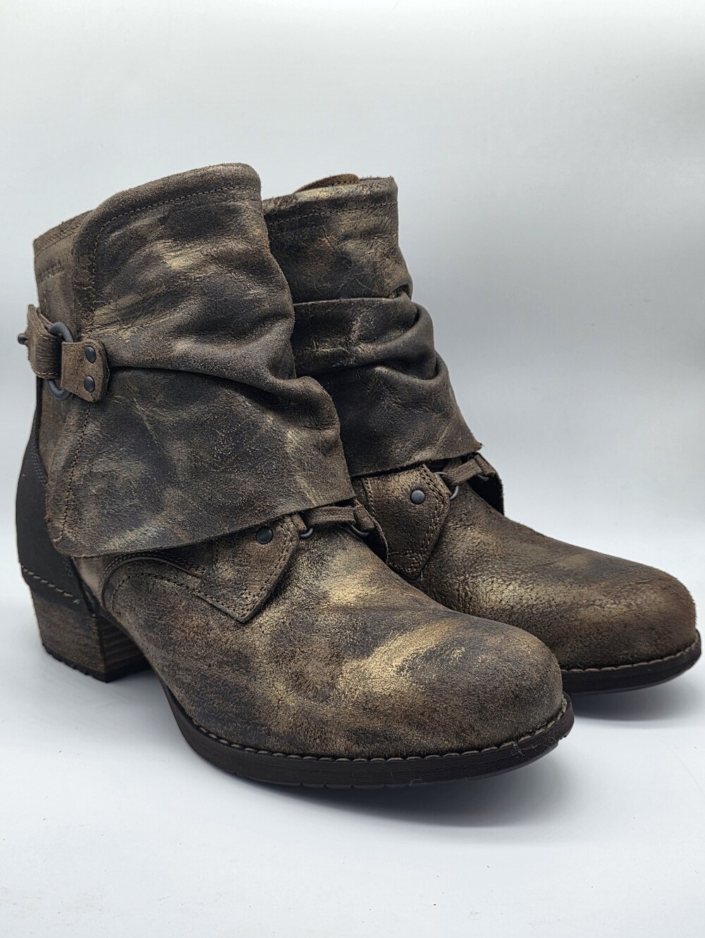 Merrell Shiloh Cuff Distressed Leather Boots Brown Gold 8.5 - Picture 3 of 16